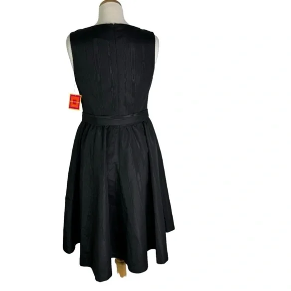 Isaac Mizrahi Moire Taffeta Sleeveless Dress with Pockets Black Size 10 NWT - Picture 3 of 6